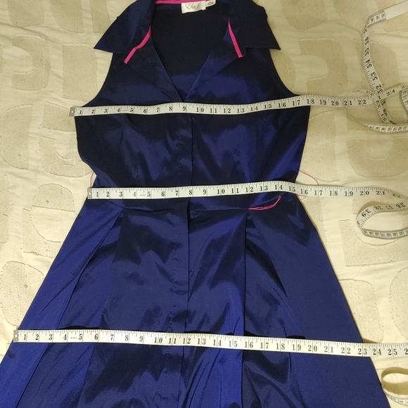 Eliza J Blue Sheen Button Down Maxi Dress Size 10 - Picture 13 of 14